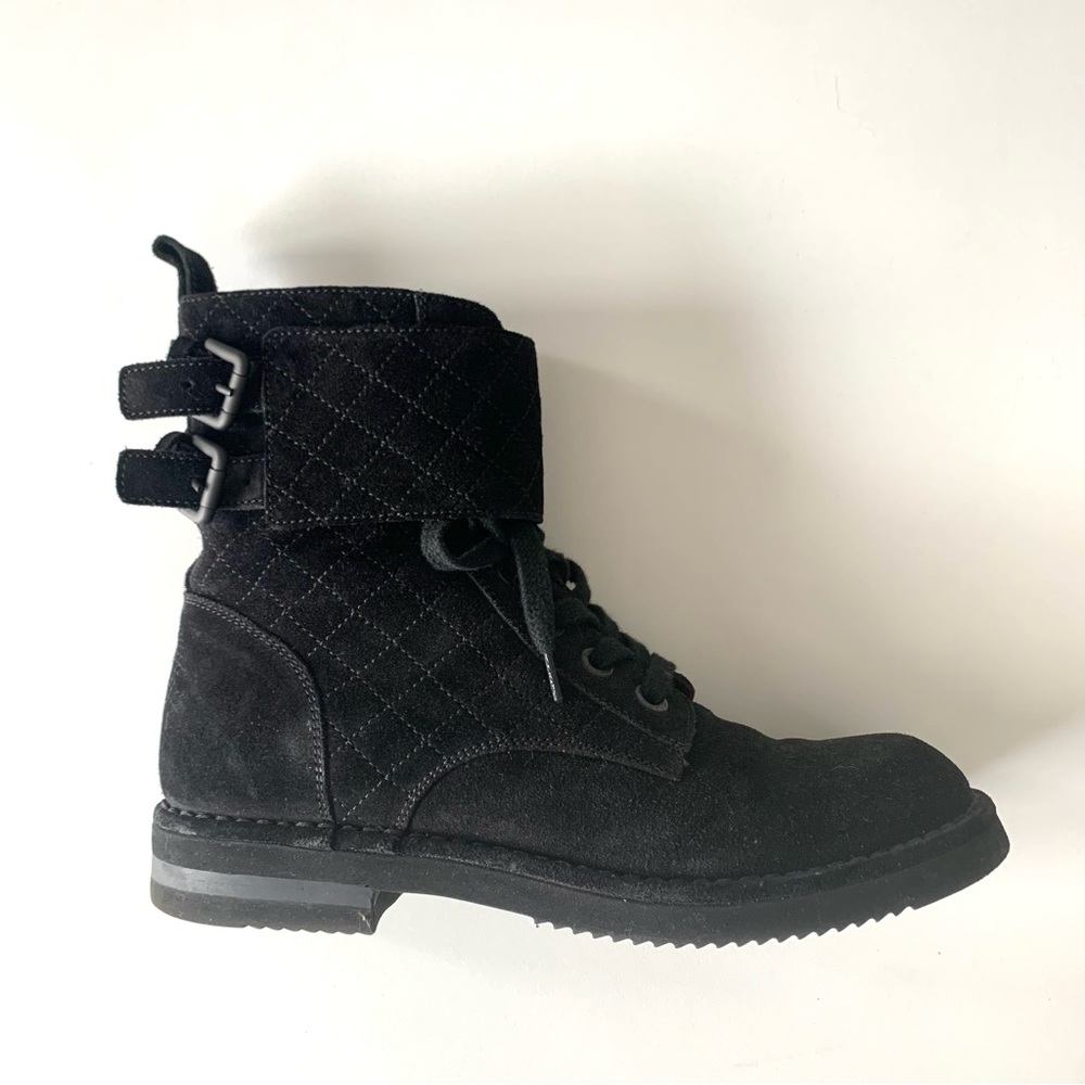 CHANEL Suede Combat and Moto Boots